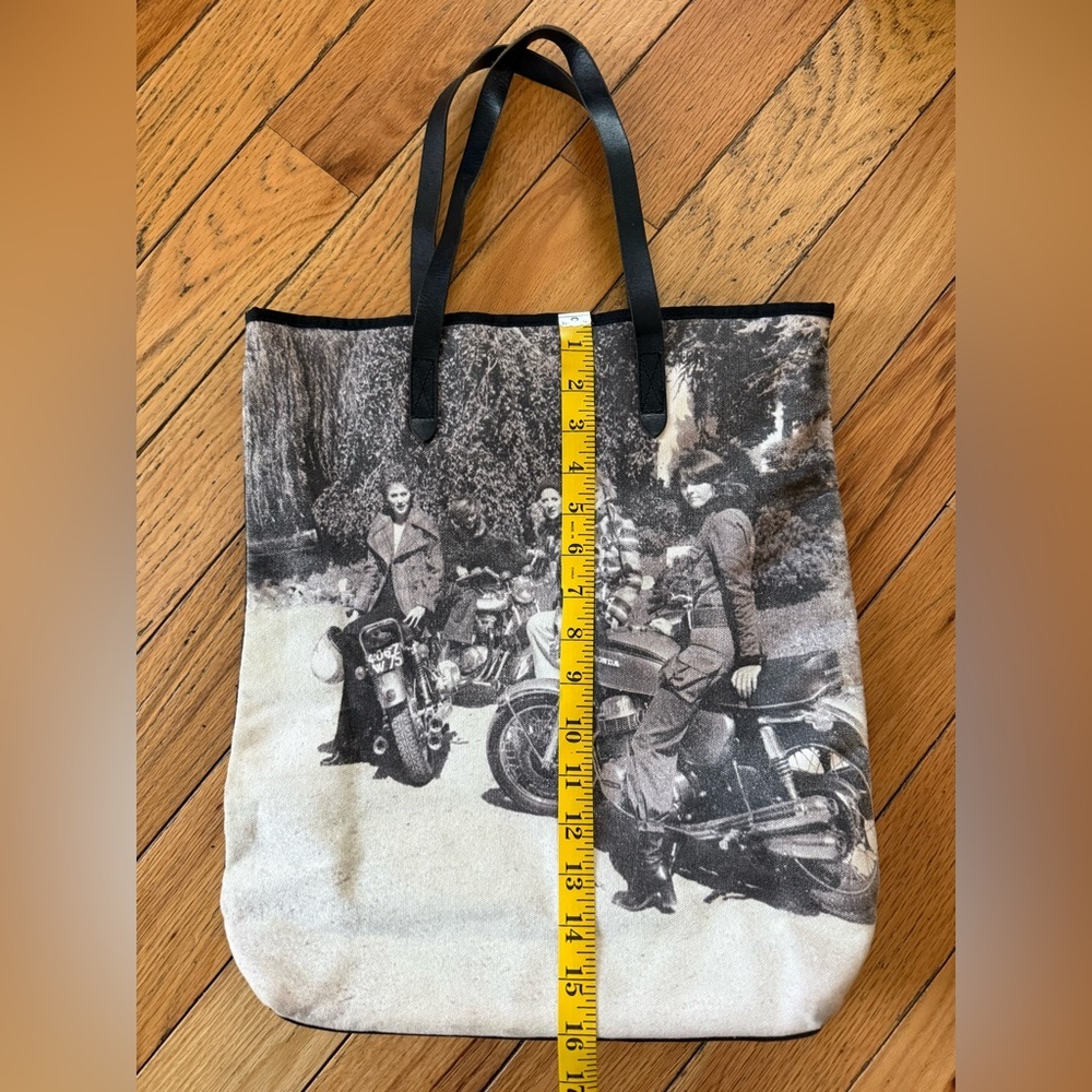 Barbour Racing Riding Biker Motorcycle Shoulder Handbag/Tote Black/White Canvas - Picture 11 of 16
